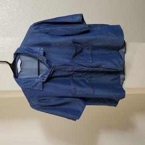 Zara Denim oversized cropped button up top size large